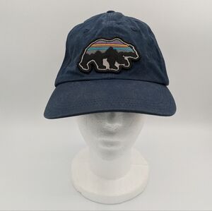 Patagonia Navy Blue Bear Logo Embroidered Patch Strap Back Hat Cap Dad Hat